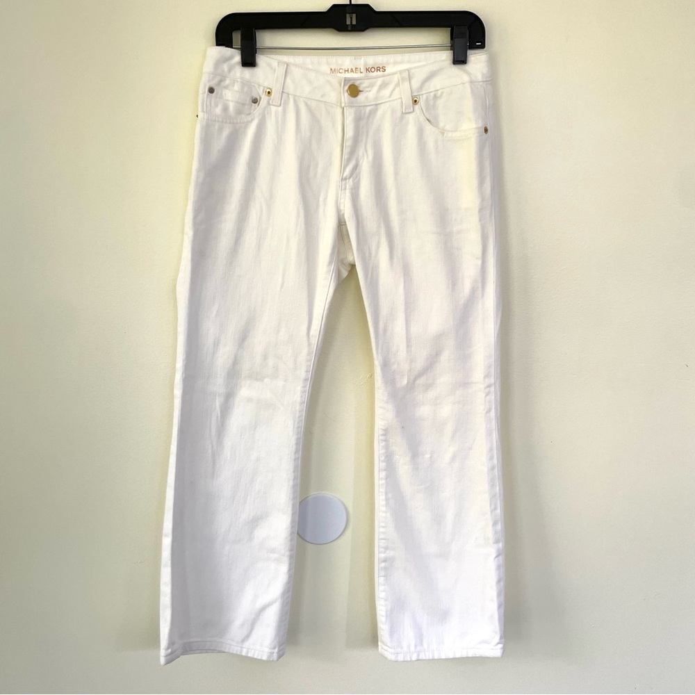 Michael Kors Izzy Crop Flare White Denim Jeans size 2